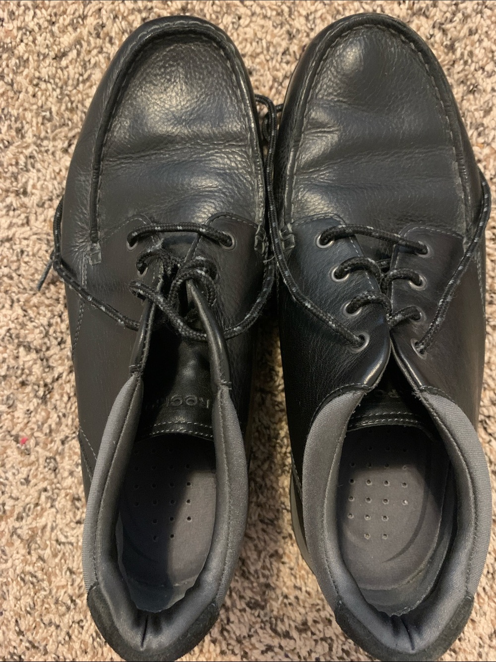 Rockport Black Leather Lace-Up Derby Shoes for Men